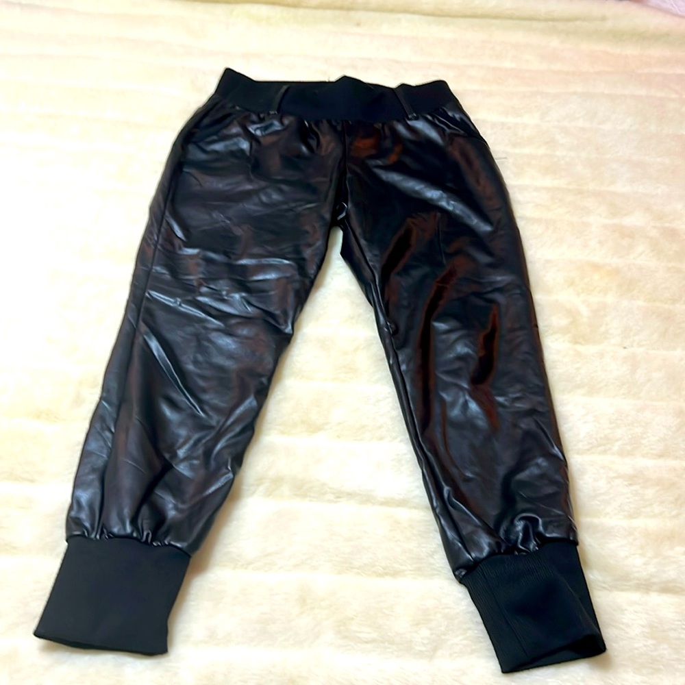 Treasury pleather black joggers